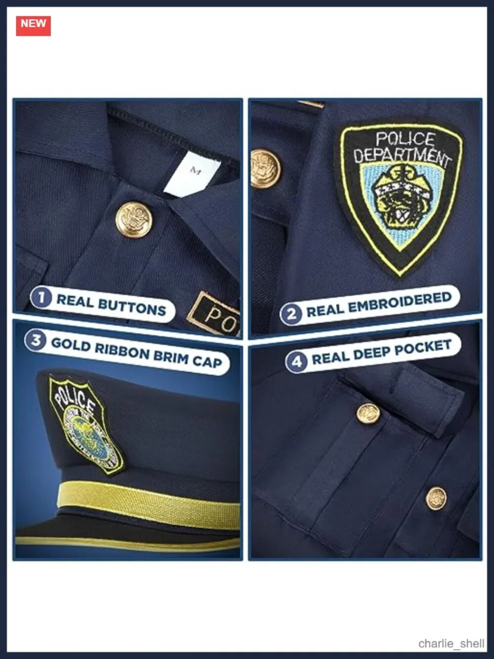 Kids Police Officer Costume Set Pretend Play Halloween Dress Up
